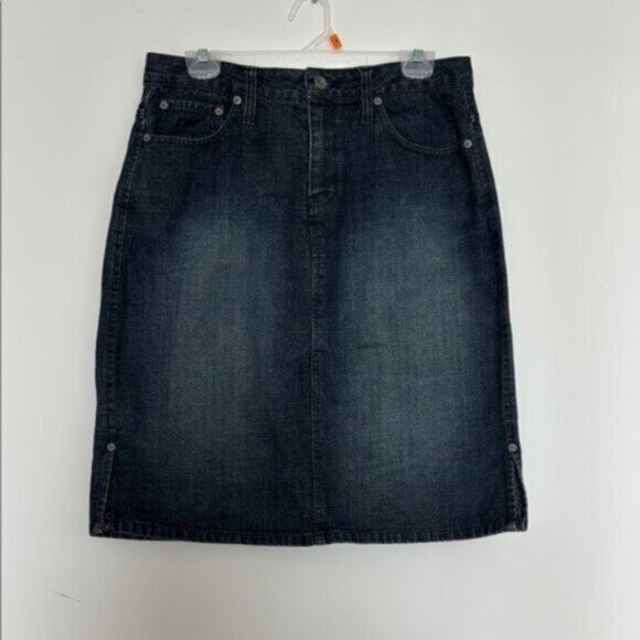 New] Route 66 (10) Cotton Blue Denim Knee-Length-Mini Zip Fly Jeans Skirt - Picture 1 of 8